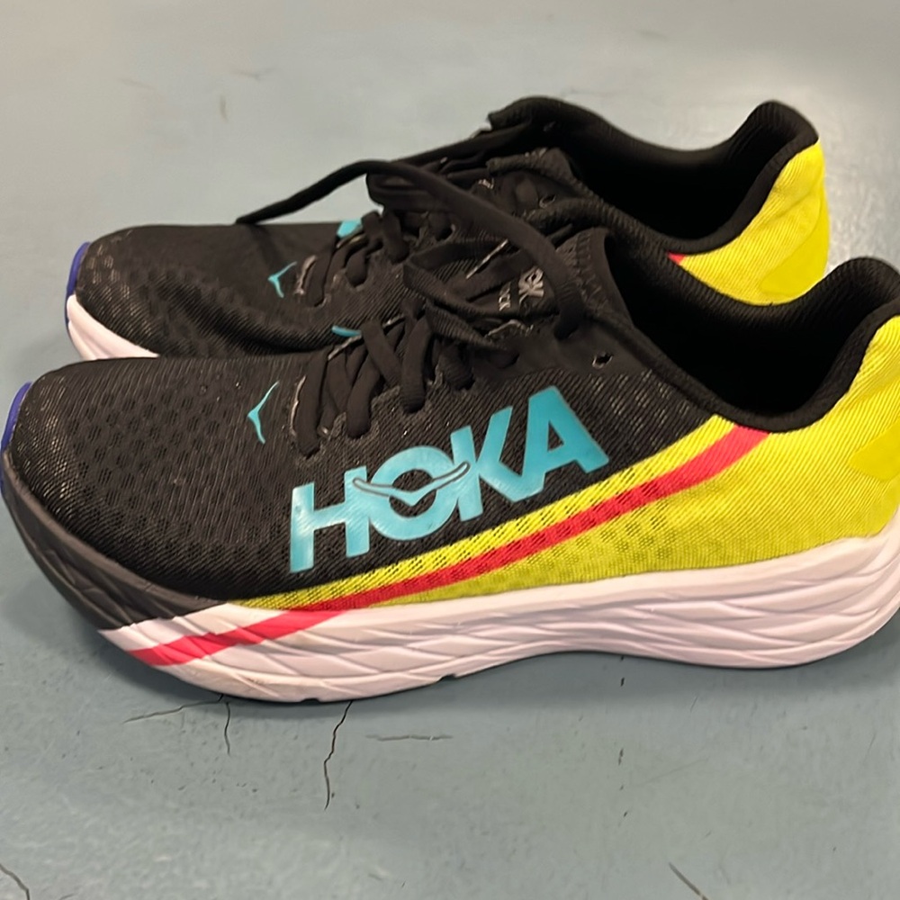 Hoka Black and Yellow Athletic Shoes with Cushioned Sole